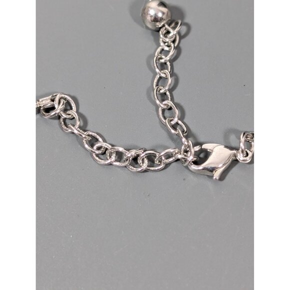 Silver Tone Faux Pearl Station Chain Necklace Elegant Bridal Classic 19" - Picture 7 of 10